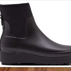 Hunter Women's PLAY refined creeper shelves boot short Winter & Rain Black